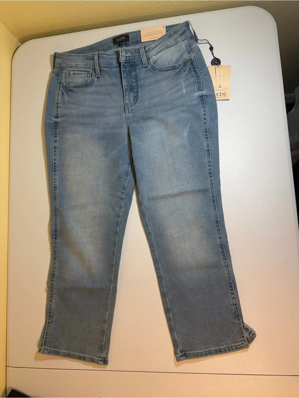 NYDJ High-Rise Straight Crop Jeans in Light Blue Wash NWT size 8